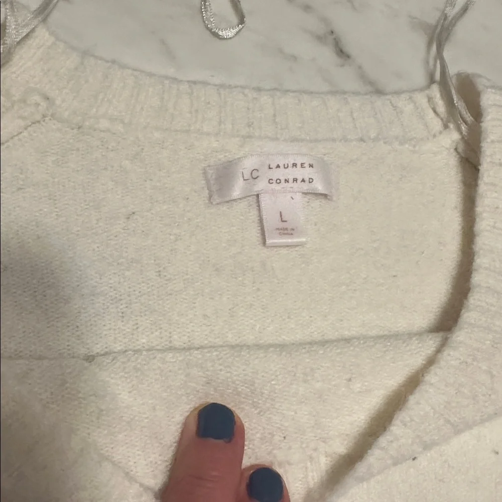 LC Lauren Conrad Cream Flamingo Sweater size large - Picture 5 of 7
